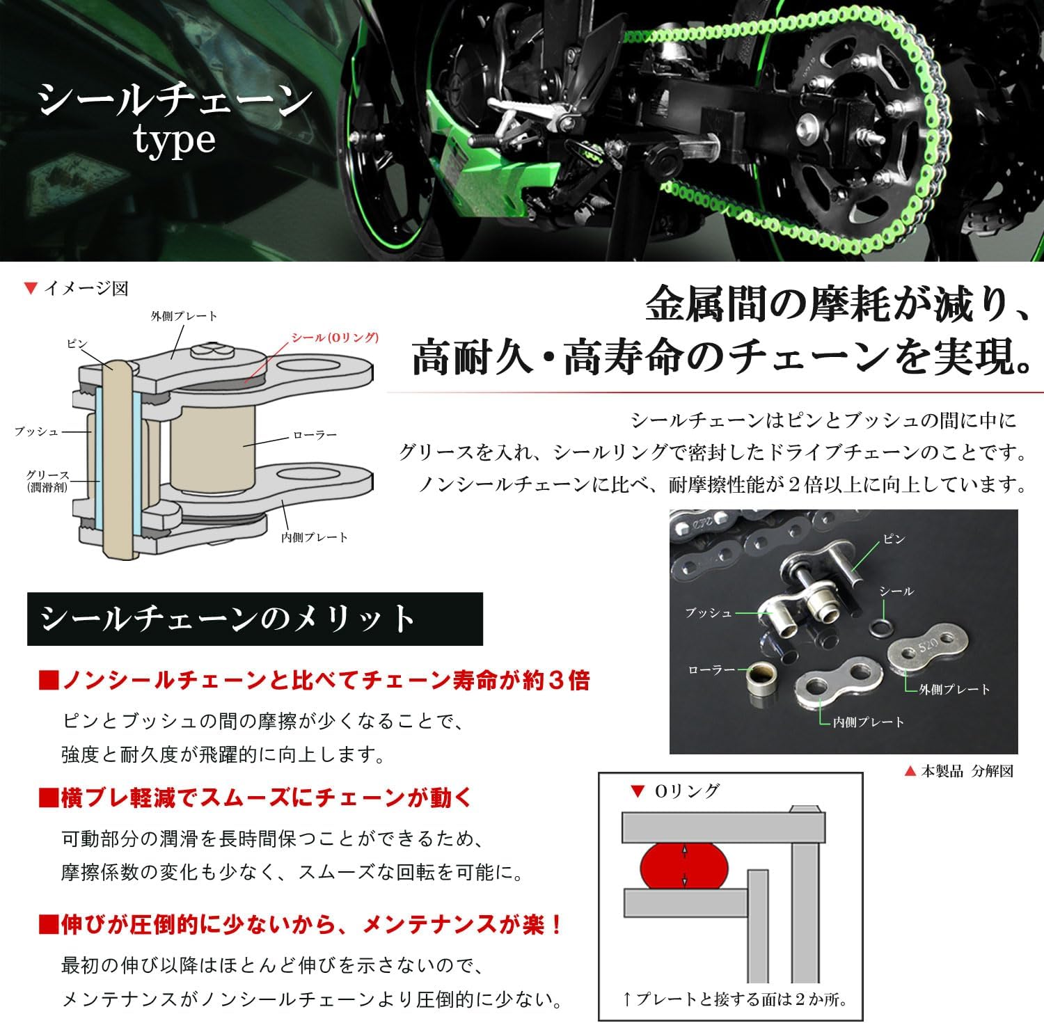 CYC バイク用チェーン 520-120L シールチェーン メタリック